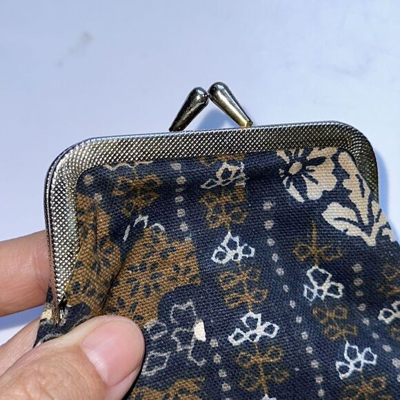 Vtg navy blue, brown & cream cloth snap top glasses case/cigarette holder - Picture 4 of 4